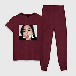 Пижама хлопковая женская Sasha Grey LOVE, цвет: меланж-бордовый