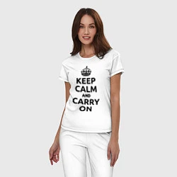 Пижама хлопковая женская Keep Calm & Carry On, цвет: белый — фото 2