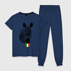 Пижама хлопковая женская Juventus Zebra, цвет: тёмно-синий