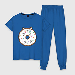Пижама хлопковая женская Кот пончик, цвет: синий