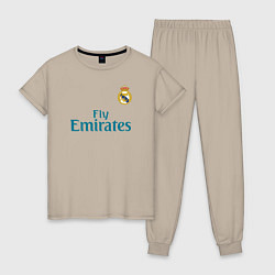 Пижама хлопковая женская Real Madrid: Ronaldo 07, цвет: миндальный