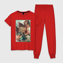 Пижама хлопковая женская Stranger Things: Monster Flower, цвет: красный