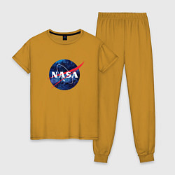 Пижама хлопковая женская NASA: Cosmic Logo, цвет: горчичный