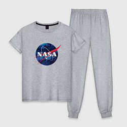 Пижама хлопковая женская NASA: Cosmic Logo, цвет: меланж