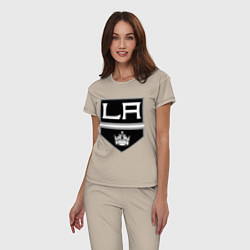 Пижама хлопковая женская Los Angeles Kings, цвет: миндальный — фото 2