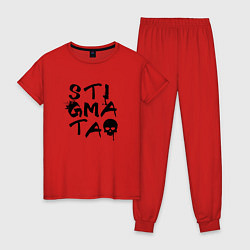 Пижама хлопковая женская Stigmata, цвет: красный