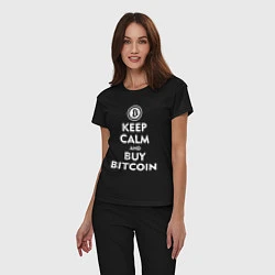 Пижама хлопковая женская Keep Calm & Buy Bitcoin, цвет: черный — фото 2