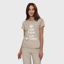 Пижама хлопковая женская Keep Calm & Buy Bitcoin, цвет: миндальный — фото 2