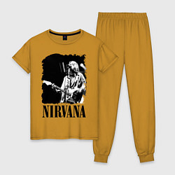 Пижама хлопковая женская Black Nirvana, цвет: горчичный