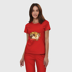 Пижама хлопковая женская Мопс-пицца, цвет: красный — фото 2