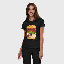 Пижама хлопковая женская Мопс-бургер, цвет: черный — фото 2