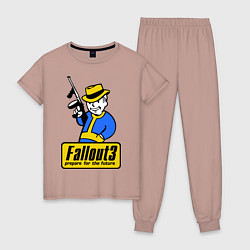 Пижама хлопковая женская Fallout 3 Man, цвет: пыльно-розовый