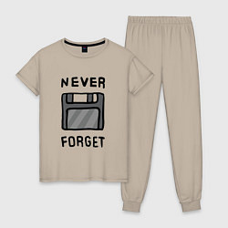 Пижама хлопковая женская Never Forget, цвет: миндальный