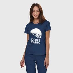 Пижама хлопковая женская Elon: Don't Panic, цвет: тёмно-синий — фото 2