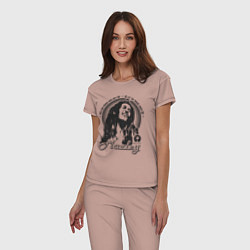 Пижама хлопковая женская Bob Marley: Island, цвет: пыльно-розовый — фото 2