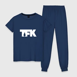 Пижама хлопковая женская TFK: White Logo, цвет: тёмно-синий