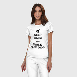 Пижама хлопковая женская Keep Calm & Walk the dog, цвет: белый — фото 2
