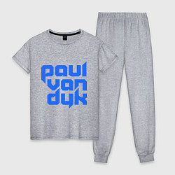 Пижама хлопковая женская Paul van Dyk: Filled, цвет: меланж