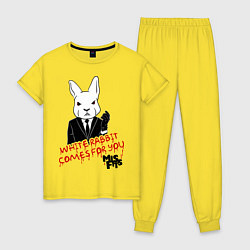 Пижама хлопковая женская Misfits: White rabbit, цвет: желтый