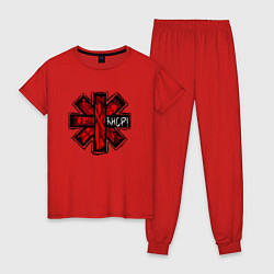 Пижама хлопковая женская Red Hot Chili Peppers, цвет: красный