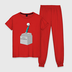 Пижама хлопковая женская Нога Акинфеева, цвет: красный