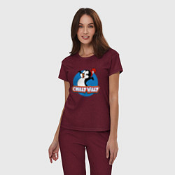 Пижама хлопковая женская Chilly Willy, цвет: меланж-бордовый — фото 2