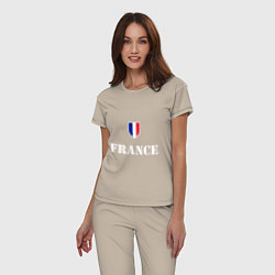 Пижама хлопковая женская France, цвет: миндальный — фото 2