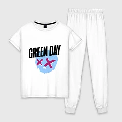 Пижама хлопковая женская Green Day: Dead Skull, цвет: белый