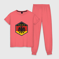 Пижама хлопковая женская Немецкий фанат, цвет: коралловый