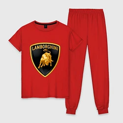 Пижама хлопковая женская Lamborghini logo, цвет: красный