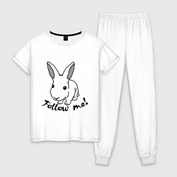 Пижама хлопковая женская Rabbit: follow me, цвет: белый