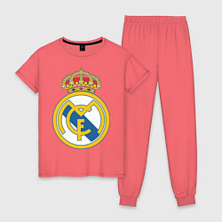 Пижама хлопковая женская Real Madrid FC, цвет: коралловый
