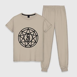 Пижама хлопковая женская Slipknot Pentagram, цвет: миндальный
