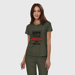 Пижама хлопковая женская Born to be an ARMY BTS, цвет: меланж-хаки — фото 2