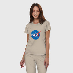 Пижама хлопковая женская NASA N7, цвет: миндальный — фото 2