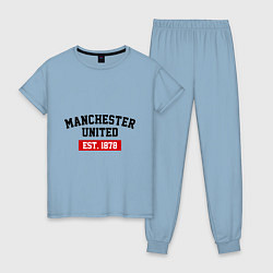Пижама хлопковая женская FC Manchester United Est. 1878, цвет: мягкое небо