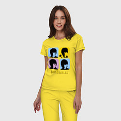 Пижама хлопковая женская The Beatles: pop-art, цвет: желтый — фото 2