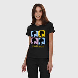 Пижама хлопковая женская The Beatles: pop-art, цвет: черный — фото 2