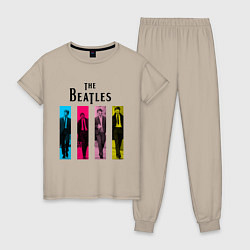 Пижама хлопковая женская Walking Beatles, цвет: миндальный
