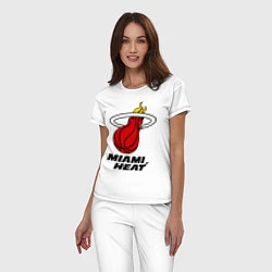 Пижама хлопковая женская Miami Heat-logo, цвет: белый — фото 2