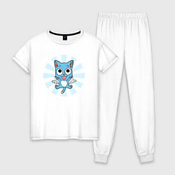 Пижама хлопковая женская Happy Kitty, цвет: белый