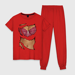 Пижама хлопковая женская Идеальный бюст, цвет: красный