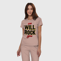 Пижама хлопковая женская We will rock you!, цвет: пыльно-розовый — фото 2