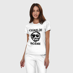 Пижама хлопковая женская HU: Charlie Scene, цвет: белый — фото 2