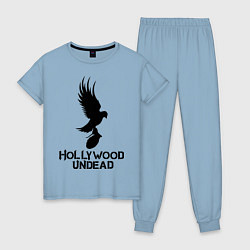 Пижама хлопковая женская Hollywood Undead цвета мягкое небо — фото 1