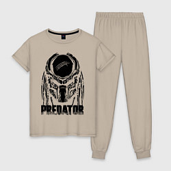 Пижама хлопковая женская Predator Mask, цвет: миндальный