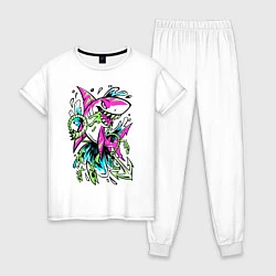 Пижама хлопковая женская Neon Shark, цвет: белый
