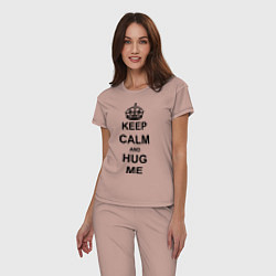 Пижама хлопковая женская Keep Calm & Hug Mе, цвет: пыльно-розовый — фото 2