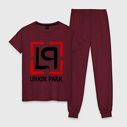 Пижама хлопковая женская Linkin park, цвет: меланж-бордовый