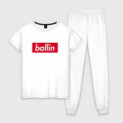 Пижама хлопковая женская Ballin Kizaru, цвет: белый